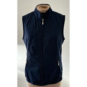 EP Pro Women's Navy Blue Sleeveless Golf Vest M Zip Pockets Geometric